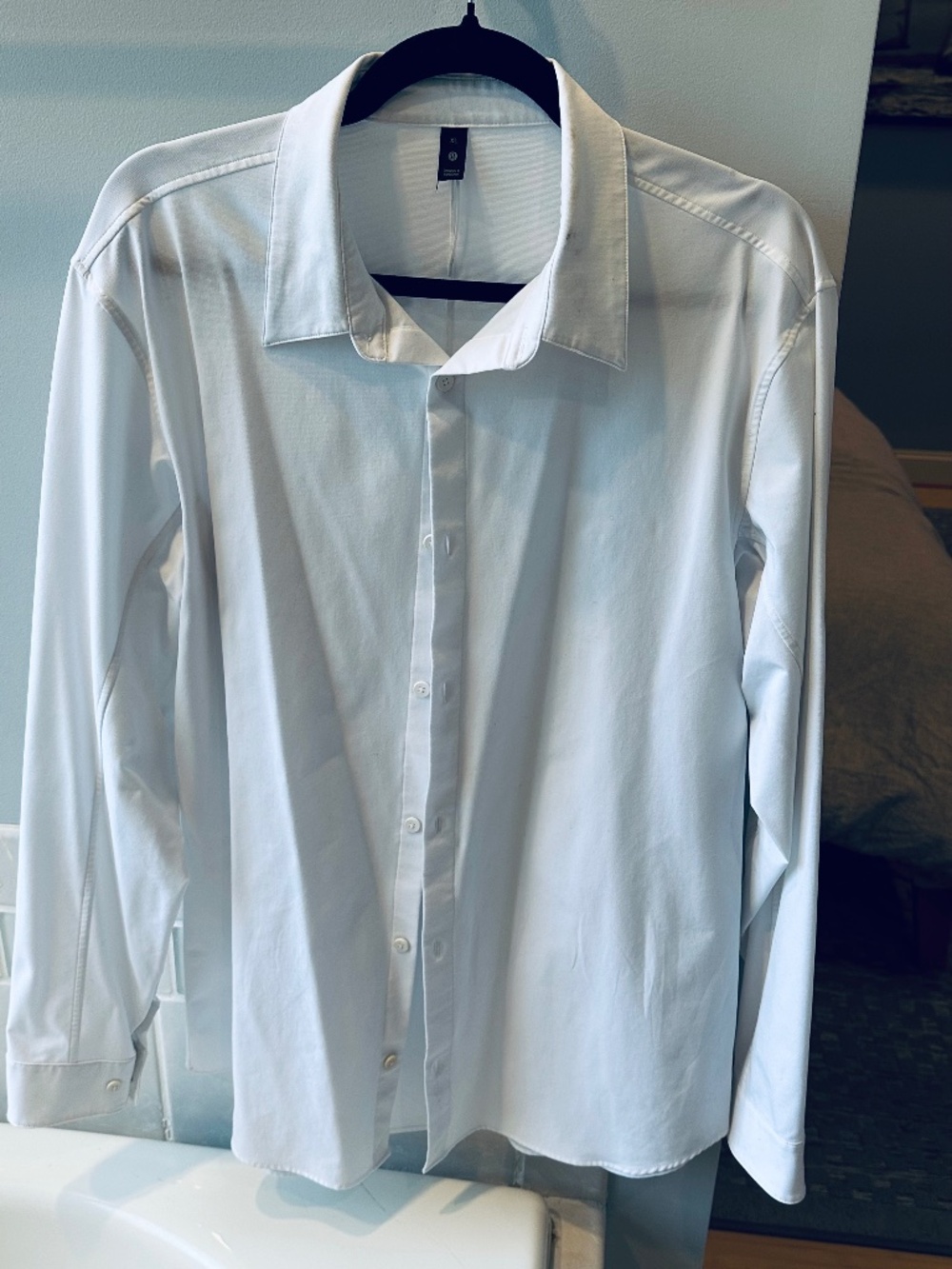 LULULEMON, NEW VENTURE SLIM FIT L/S SHIRT, XL WHITE
